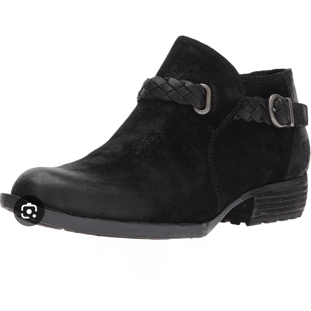 Børn Sylvia Black Suede Braided Strap Distressed Ankle Booties W 6.5